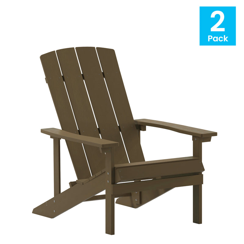 Set of 2 Riviera Adirondack Patio Chairs With Vertical Lattice Back And Weather Resistant Frame