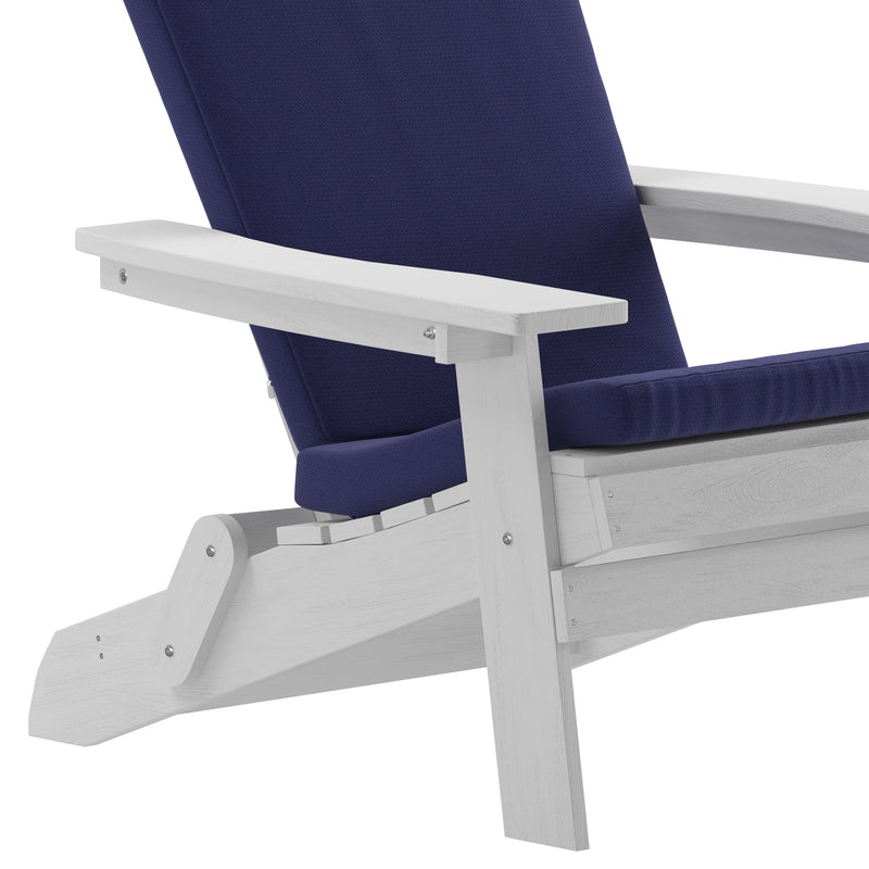 Riviera Set of 2 Weather Resistant Folding Adirondack Patio Chairs With Vertical Lattice Backs and Comfort Foam Cushions