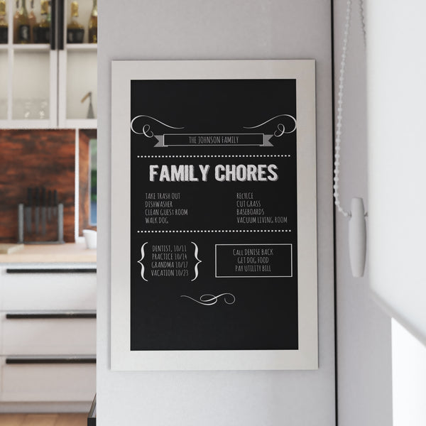 Magda 20" x 30" White Wall Mount Magnetic Chalkboard Sign, Hanging Wall Chalkboard Memo Board