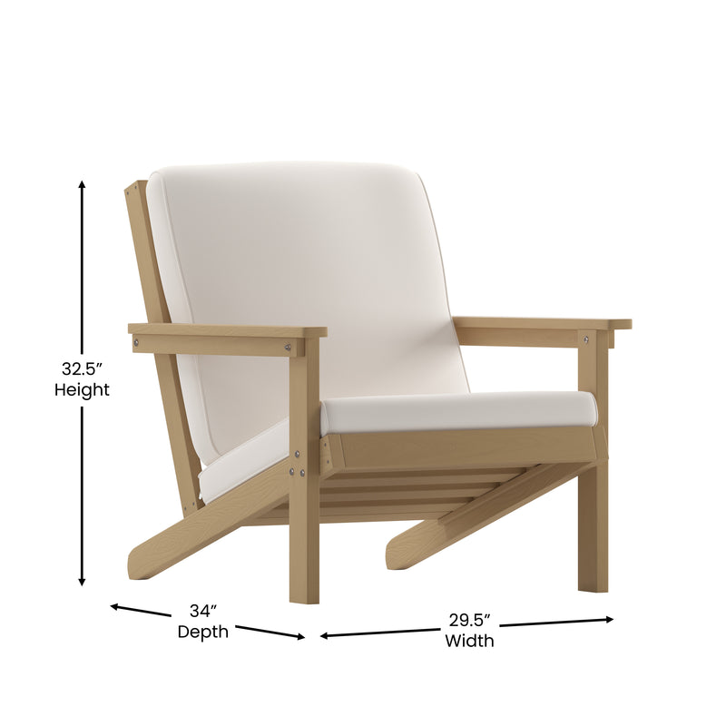Riviera All-Weather Poly Resin Wood Adirondack Style Deep Seat Patio Club Chair with Cushions