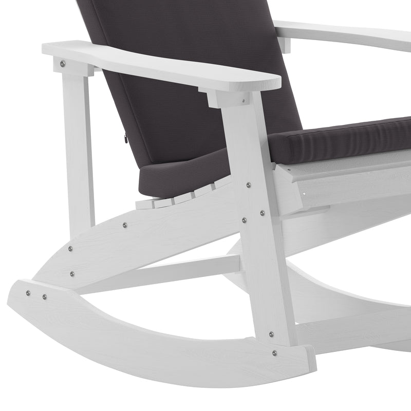 Atlantic All-Weather Polyresin Adirondack Rocking Chair with Vertical Slats and Weather Resistant Cushions