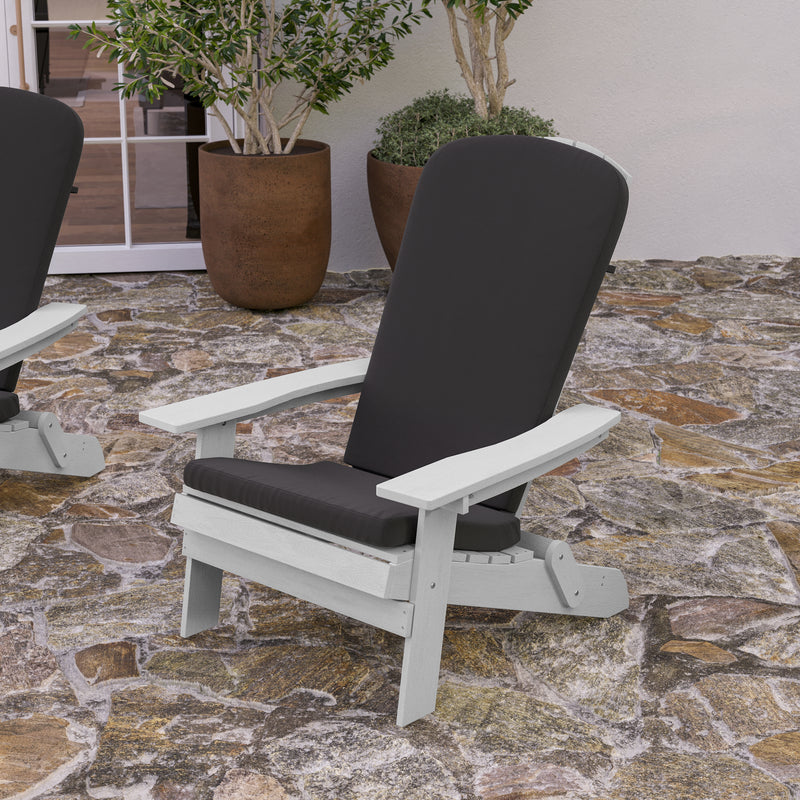 Riviera Set of 2 Weather Resistant Folding Adirondack Patio Chairs With Vertical Lattice Backs and Comfort Foam Cushions