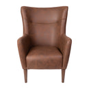 Regal Traditional Wingback Accent Chair, Faux Leather Upholstery and Wooden Frame and Legs