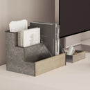Cecil 3 Piece Desk Organizer Set for Desktop, Countertop, or Vanity in Galvanized Finished Metal and Rustic Wood