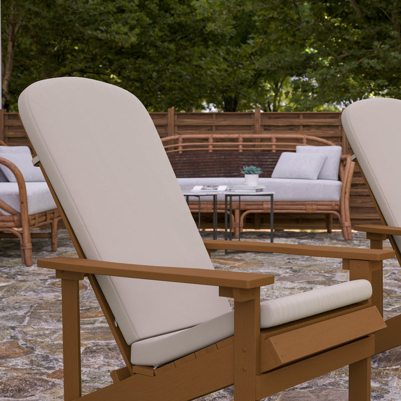 Riviera Set of 2 Weather Resistant Adirondack Patio Chairs With Vertical Lattice Backs and Comfort Foam Cushions