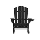 Ridley Adirondack Rocking Chair with Cup Holder, Weather Resistant HDPE Adirondack Rocking Chair in Black