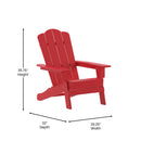 Nassau Adirondack Chair with Cup Holder, Weather Resistant HDPE Adirondack Chair in Red