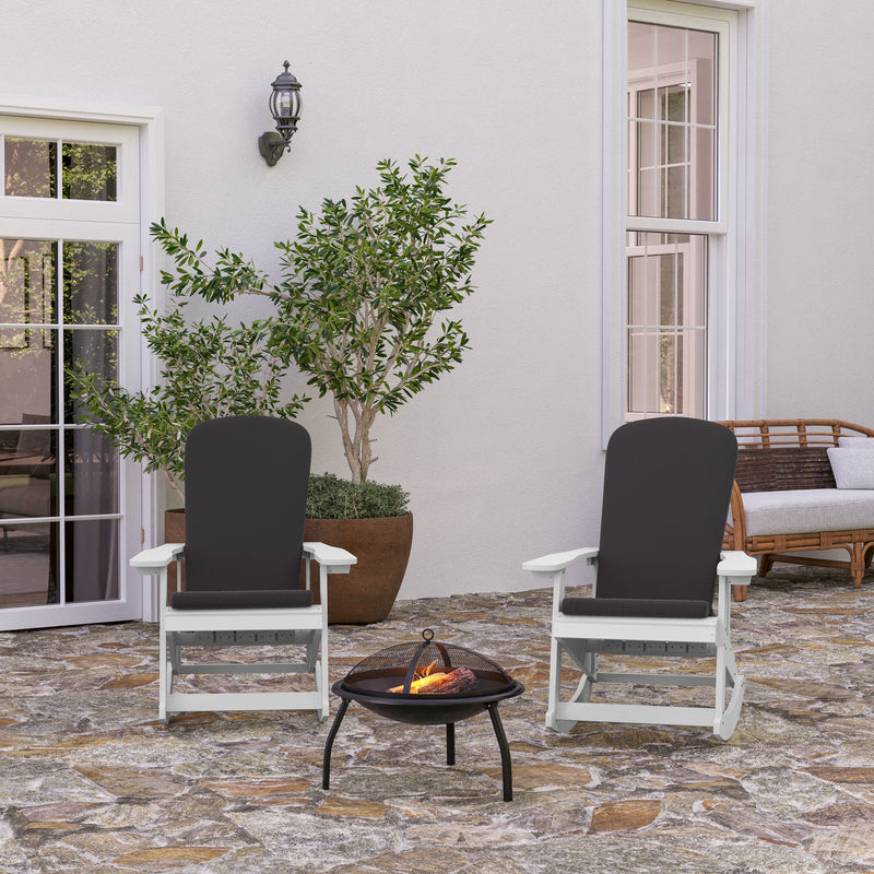 Atlantic All-Weather Polyresin Adirondack Rocking Chair with Vertical Slats and Weather Resistant Cushions
