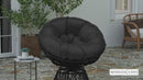 Foley Papasan Style Woven Wicker Swivel Patio Chair in Black with Removable All-Weather Black Cushion