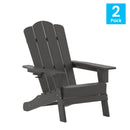 Nassau Adirondack Chair with Cup Holder, Weather Resistant HDPE Adirondack Chair, Set of 2