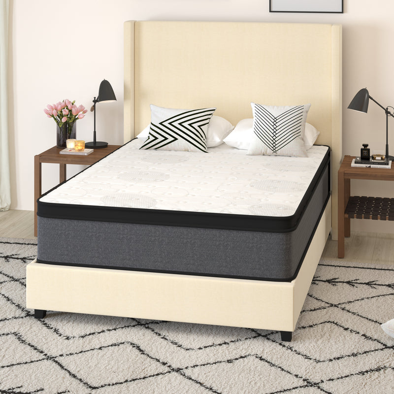 Lofton 13" Euro Top Mattress in a Box with Hybrid Pocket Spring and Foam Design for Supportive Pressure Relief