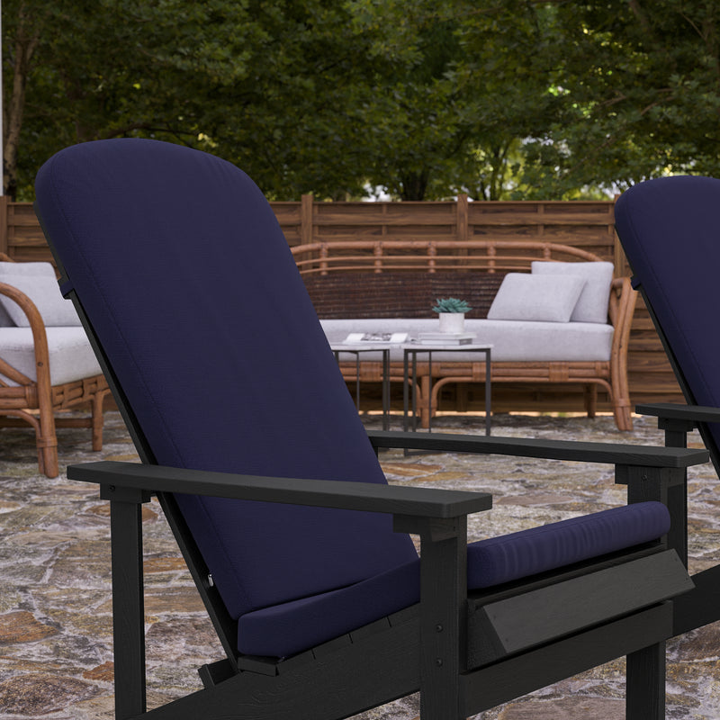 Riviera Set of 2 Weather Resistant Adirondack Patio Chairs With Vertical Lattice Backs and Comfort Foam Cushions
