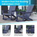 Wellington 3 Piece Patio Furniture Set Includes All-Weather UV Treated Adirondack Rocking Chairs and Side Table