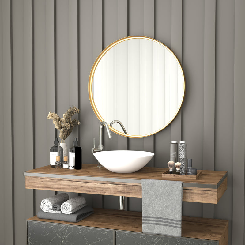 Monaco Round Deep Frame Accent Mirror Round Metal Framed Wall Mount Mirror