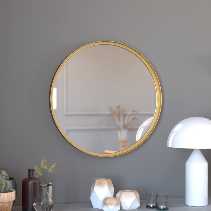 Monaco Round Deep Frame Accent Mirror Round Metal Framed Wall Mount Mirror