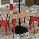 Dryden Indoor/Outdoor Dining Table with Umbrella Hole, 36" Square All Weather Poly Resin Top and Steel Base