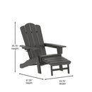 Nassau Adirondack Chair with Cup Holder and Pull Out Ottoman, All-Weather HDPE Indoor/Outdoor Lounge Chair, Set of 2