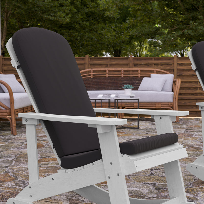 Atlantic All-Weather Polyresin Adirondack Rocking Chair with Vertical Slats and Weather Resistant Cushions