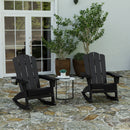 Ridley Adirondack Rocking Chair with Cup Holder, Weather Resistant HDPE Adirondack Rocking Chair in Black