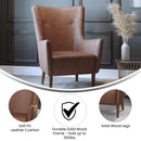 Regal Traditional Wingback Accent Chair, Faux Leather Upholstery and Wooden Frame and Legs
