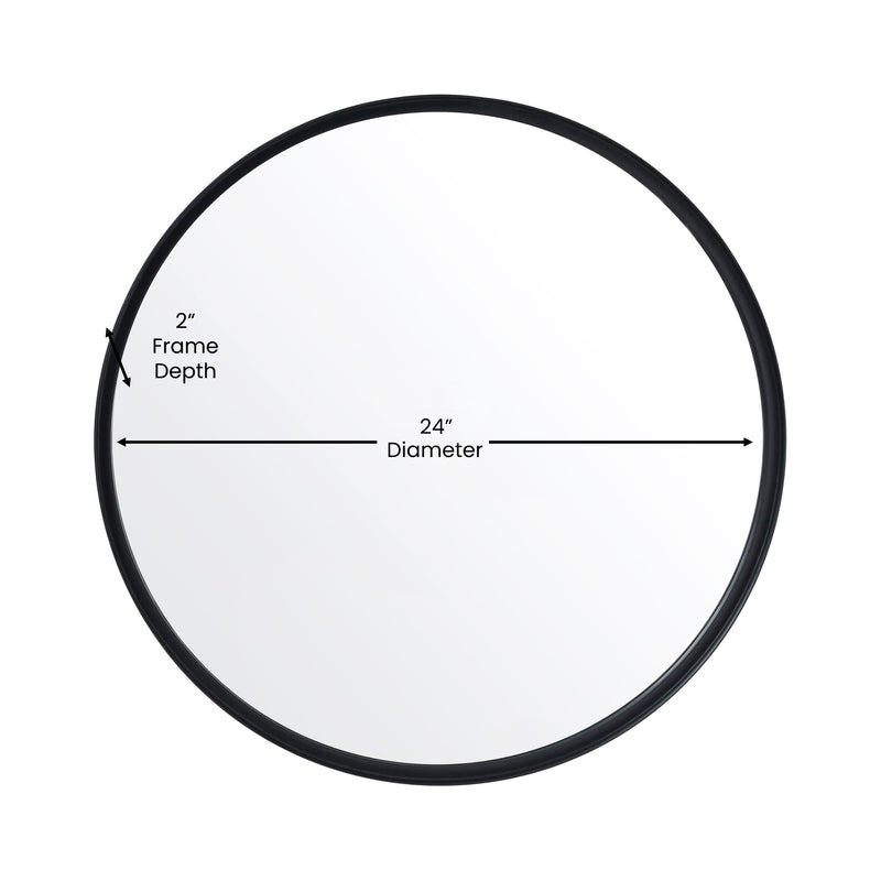 Monaco Round Deep Frame Accent Mirror Round Metal Framed Wall Mount Mirror