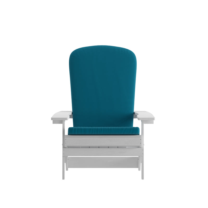 Riviera Set of 2 Weather Resistant Folding Adirondack Patio Chairs With Vertical Lattice Backs and Comfort Foam Cushions