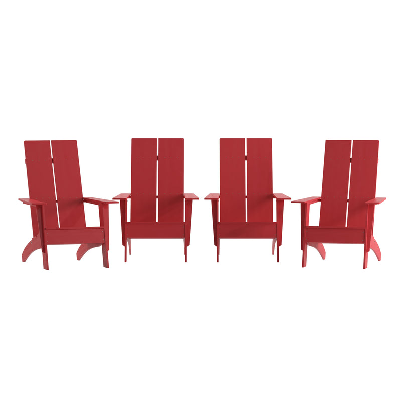 Set of 4 Piedmont Modern All-Weather Poly Resin Wood Adirondack Chairs