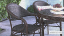 Kailua Dark Brown Wicker Rattan Patio Chair With Curved Back And Red Aluminum Bamboo Frame