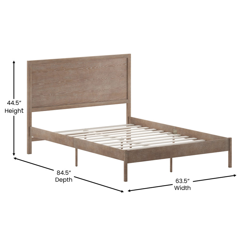 Ketner Solid Wood Platform Bed with Wooden Slats and Headboard, No Box Spring Needed