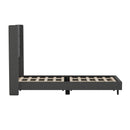 Percy Modern Platform Bed with Padded Channel Stitched Faux Linen Upholstered Wingback Headboard and 8.6" Underbed Clearance