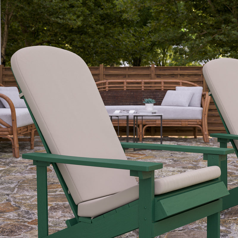 Riviera Set of 2 Weather Resistant Adirondack Patio Chairs With Vertical Lattice Backs and Comfort Foam Cushions