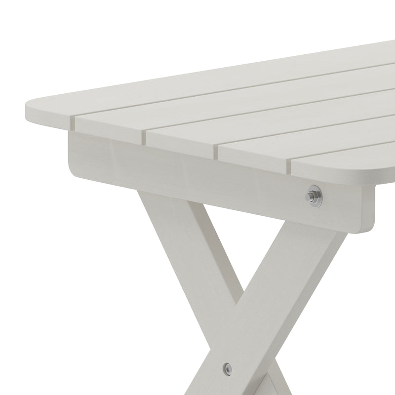 Ridley Outdoor Folding Side Table, Portable All-Weather HDPE Adirondack Side Table in White