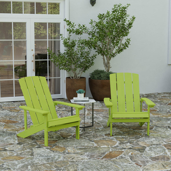 Set of 2 Riviera Adirondack Patio Chairs With Vertical Lattice Back And Weather Resistant Frame