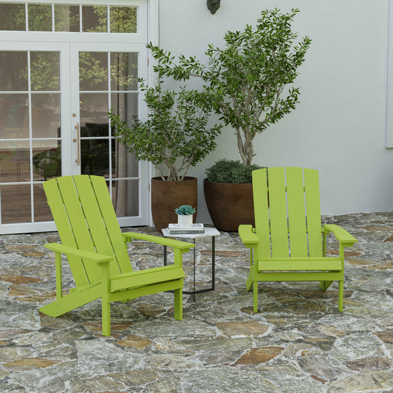 Set of 2 Riviera Adirondack Patio Chairs With Vertical Lattice Back And Weather Resistant Frame