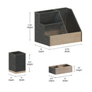 Cecil 3 Piece Desk Organizer Set for Desktop, Countertop, or Vanity in Galvanized Finished Metal and Rustic Wood