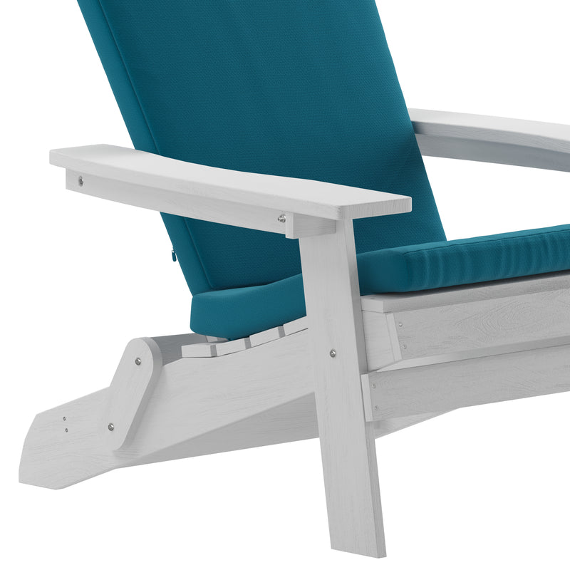 Riviera Set of 2 Weather Resistant Folding Adirondack Patio Chairs With Vertical Lattice Backs and Comfort Foam Cushions