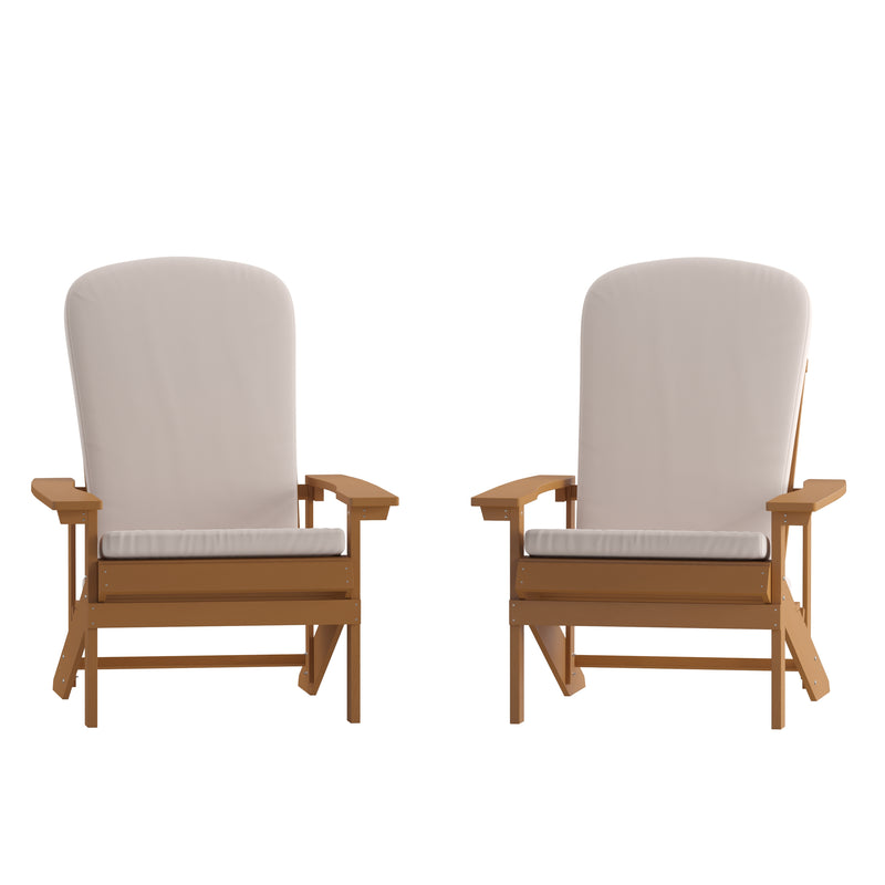 Riviera Set of 2 Weather Resistant Adirondack Patio Chairs With Vertical Lattice Backs and Comfort Foam Cushions