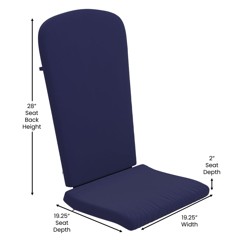 Riviera Set of 2 Weather Resistant Folding Adirondack Patio Chairs With Vertical Lattice Backs and Comfort Foam Cushions