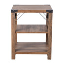 Green River Modern Farmhouse Engineered Wood End Table with Two Tiered Shelving and Powder Coated Steel Accents