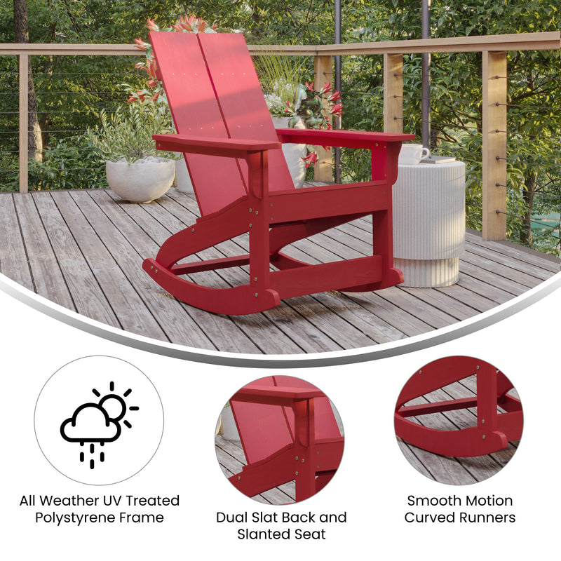 Wellington UV Treated All-Weather Polyresin Adirondack Rocking Chair for Patio, Sunroom, Deck and More