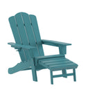 Nassau Adirondack Chair with Cup Holder and Pull Out Ottoman, All-Weather HDPE Indoor/Outdoor Lounge Chair