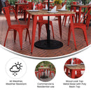 Dryden Indoor/Outdoor Dining Table with Umbrella Hole, 36" Square All Weather Poly Resin Top and Steel Base