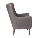 Regal Traditional Wingback Accent Chair, Faux Leather Upholstery and Wooden Frame and Legs