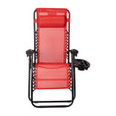 Merrill Set of 2 Red Folding Mesh Upholstered Zero Gravity Chair with Removable Pillow and Cupholder Tray