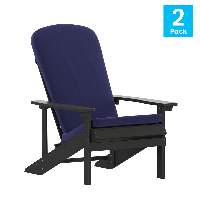 Riviera Set of 2 Weather Resistant Adirondack Patio Chairs With Vertical Lattice Backs and Comfort Foam Cushions