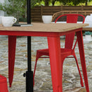 Dryden Indoor/Outdoor Dining Table with Umbrella Hole, 36" Square All Weather Poly Resin Top and Steel Base