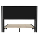 Percy Modern Platform Bed with Padded Channel Stitched Faux Linen Upholstered Wingback Headboard and 8.6" Underbed Clearance