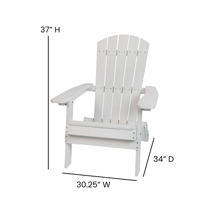 Riviera Set of 2 Weather Resistant Folding Adirondack Patio Chairs With Vertical Lattice Backs and Comfort Foam Cushions