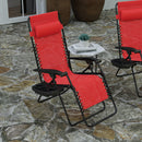 Merrill Set of 2 Red Folding Mesh Upholstered Zero Gravity Chair with Removable Pillow and Cupholder Tray