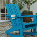 Ridley Adirondack Rocking Chair with Cup Holder, Weather Resistant HDPE Adirondack Rocking Chair